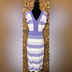 Chic Lavender and White Striped Mini Dress